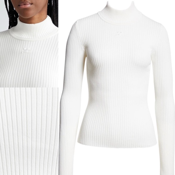NWOT Courreges Mock Neck Rib Sweater Size M $450 - Picture 3 of 5